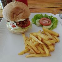Chicken burger at Vegan Heaven in Chiang Mai
