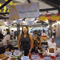 Their stand at jey festival 2022 (with owner( at Vegan Heaven in Chiang Mai
