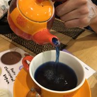 butterfly pea tea  at Vegan Heaven in Chiang Mai