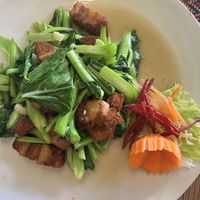 Crispy vegan pork with Chinese cabbage  at Vegan Heaven in Chiang Mai