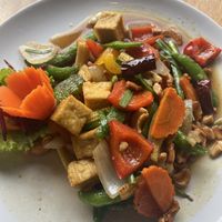 Fried vegtables with Chashew nuts   at Vegan Heaven in Chiang Mai