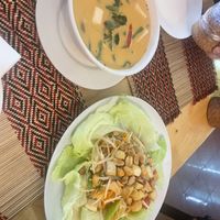 Papaya salad and red curry   at Vegan Heaven in Chiang Mai