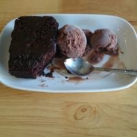 Vegan brownie and vegan chocolate ice cream  at Vegan Heaven in Chiang Mai
