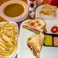 BLT, Pumpkin Soup and french fries at Vegan Heaven in Chiang Mai