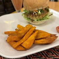 Mushroom burgerrs  at Vegan Heaven in Chiang Mai