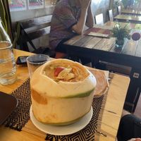 Suppe in cocosnuss  at Vegan Heaven in Chiang Mai