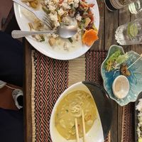 Khao soi & vegetables with rice  at Vegan Heaven in Chiang Mai