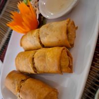 Spring rolls at Vegan Heaven in Chiang Mai