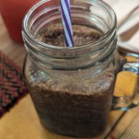 Chocolate peanut butter smoothie at Vegan Heaven in Chiang Mai