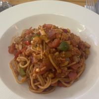 Spaghetti bolognese  at Vegan Heaven in Chiang Mai