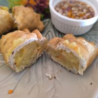 Samosa (cut open) at Vegan Heaven in Chiang Mai