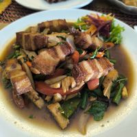 Crispy Pork with Chilli and Basil at Vegan Heaven in Chiang Mai