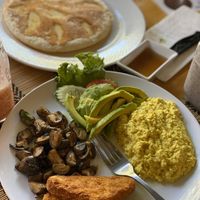 Breakfast with apple pancakes!  at Vegan Heaven in Chiang Mai