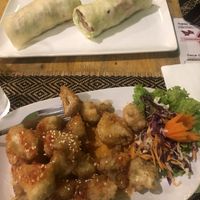 “Chicken” wrap & cauliflower wings at Vegan Heaven in Chiang Mai
