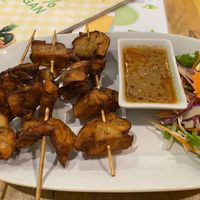 Mushroom satay at Vegan Heaven in Chiang Mai