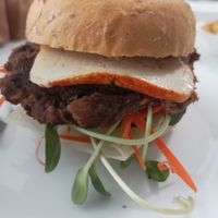 Bean burger at Vegan Heaven in Chiang Mai