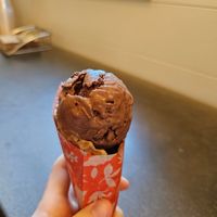 Chaga Fudge ice cream on a waffle cone at Frankie & Jo's - Capitol Hill in Seattle