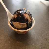 Salty caramel ash on bottom, Veracruz vanilla on top then dark cocoa topping at Frankie & Jo's - Capitol Hill in Seattle