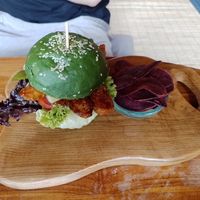 Teriyaki Tempeh Burger. at Sayuri Healing Food in Ubud