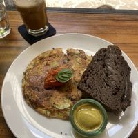 Vegan omelette & iced cappucino with coconut milk  at Sayuri Healing Food in Ubud