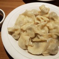 Dumplings with some greens as a filling at Cun Cao Xin Yi Zu Mu Vegetarian in Shanghai