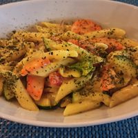 Vegetable pasta at The Lazy Turtle  in Palm Beach