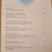 Menu at Augnablik - Pop-up in Adelaide