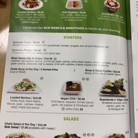 Breakfast, starters and salad menu at Juice 2 U in Pompano Beach