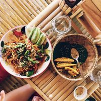 fried papaya salat at Happy Veggie in Koh Lanta