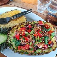 Fried rice with veggies in a pineapple at Happy Veggie in Koh Lanta