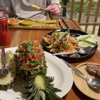 Tofu Satay. Pineapple fried rice. Papaya Salad.  at Happy Veggie in Koh Lanta