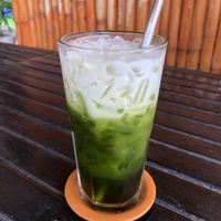 iced matcha latte with coconut milk at Happy Veggie in Koh Lanta