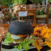 Tofu and eggplant burger at Happy Veggie in Koh Lanta