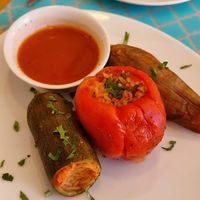 Mixed vegetables stuffed with rice at Mish Mish in Alicante