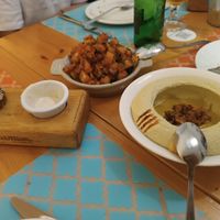 Falafel with tahina sauce, hummus and potatoes at Mish Mish in Alicante