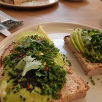 Great avocado on toast with herbs at Mok in Brussels
