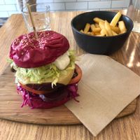 Beet burger  at Herbivore Eatery in South Yarra