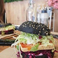 Tofu burger. at Herbivore Eatery in South Yarra