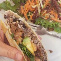 Burrito and side salad at Pura Vegan in Tamarindo