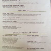 Menu found 1st Oct 2019 but careful! Prices are outdated (cheesy fries for example now 2900) and desserts I was told only available again in November. at Pura Vegan in Tamarindo