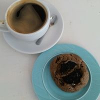 Good coffee & a Cookies & Cream cookie ~ Yum! at Nicoletta's Cake Boutique in Wellington