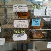 The pie cabinet at Nicoletta's Cake Boutique in Wellington