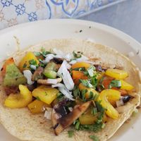 Taco de alambre at Veganisimo Loncheria in Mexico City