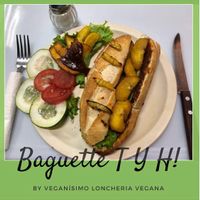 Baguette especial de mole con plátano macho  at Veganisimo Loncheria in Mexico City