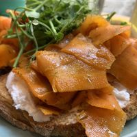 Smoked salmon & cream cheese on toast  at Cascara in Bath