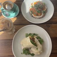 The burrito and salmon toast   at Cascara in Bath