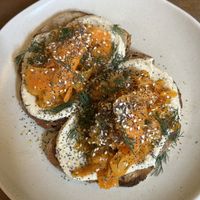 ‘Salmon’ and cashew cream cheese on toast  at Cascara in Bath