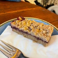 Apple and blackcurrant crumble at Cascara in Bath