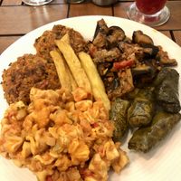 Four choices from the buffet, fries were free! at Vegan Istanbul in Istanbul