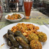 Dinner plate with 4 items   at Vegan Istanbul in Istanbul